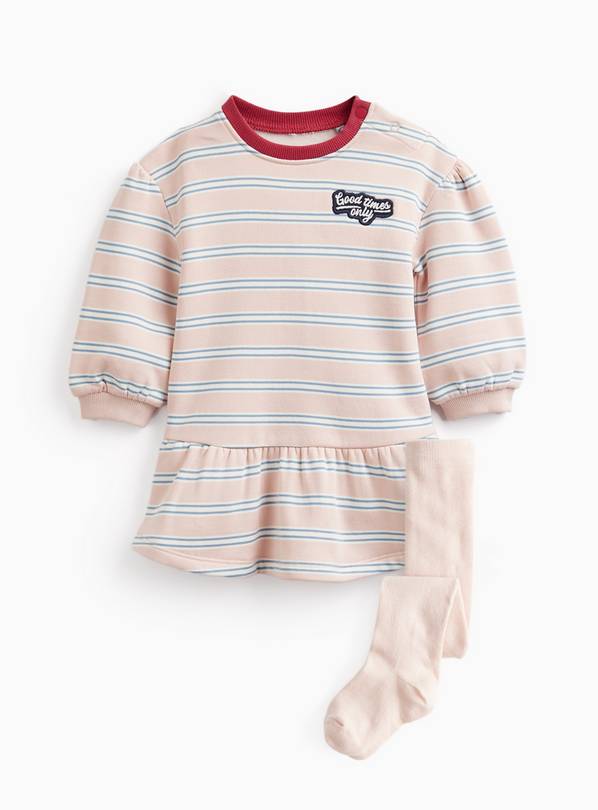 Pink Stripe Sweatshirt & Tights Set 18-24 months